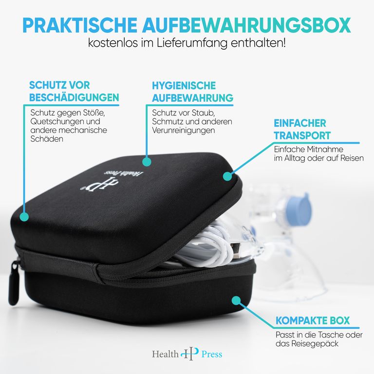 shopapotheke Health Press® Inhalationsgerät – Tragbarer Reisetauglicher Inhalator für Erwachsene & Kinder Auslauf