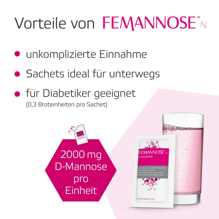 shopapotheke Femannose N – Trinkgranulat mit je 2000 mg D-Mannose Pulver hochdosiert 50% Rabatt für begrenzte Zeit