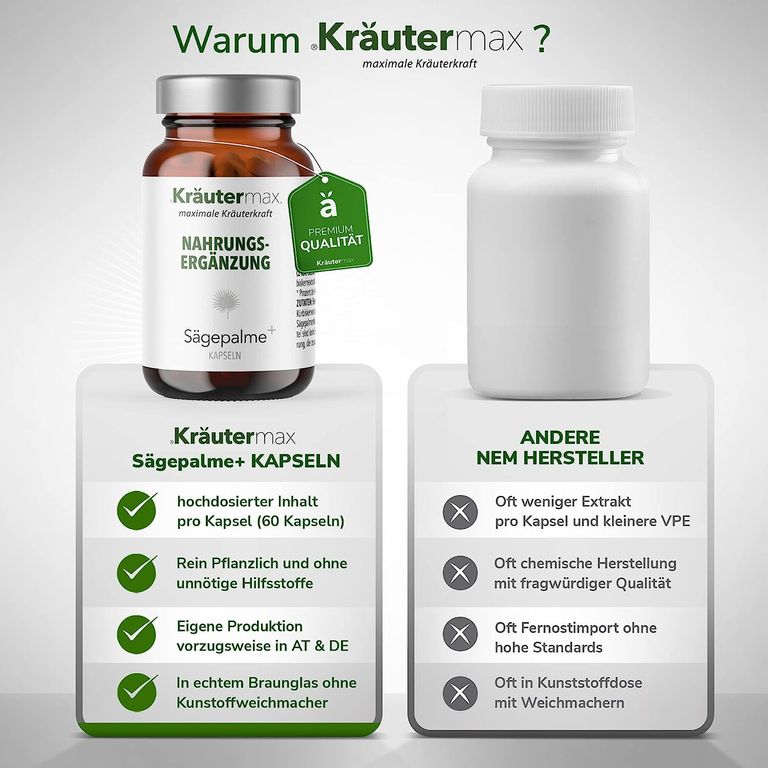 shopapotheke Kräutermax Sägepalme plus Brennnessel und Kürbiskern Kapseln Fabrikpreis