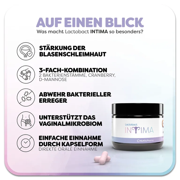 shopapotheke Lactobact INTIMA - Bei Blasenentzündungen und Harnwegsinfekten sowie zur Stärkung der Intimflora. 3-fach stark für die Frau mit Cranberry D-Mannose und Milchsäurebakterien Begrenztes Angebot
