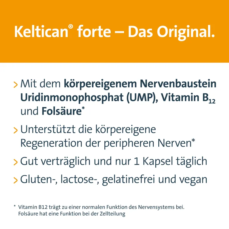 shopapotheke Keltican® forte Kapseln mit Uridinmonophosphat (UMP) Vitamin B12 und Folsäure zur Unterstützung der Nervenregeneration Weihnachtsangebot