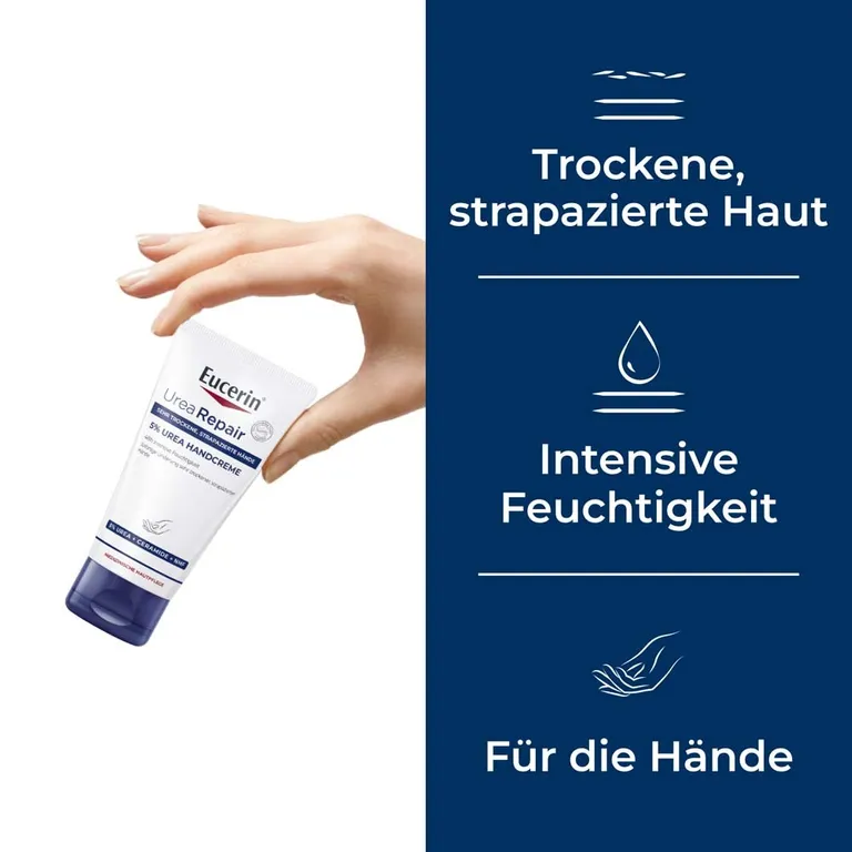 shopapotheke Eucerin® UreaRepair 5% Urea Handcreme – intensive Pflege für sehr trockene und strapazierte Hände - Jetzt 20% sparen mit Code "eucerin20" + Eucerin AtopiControl Hydro-Lotion 20ml GRATIS Heißer Verkauf