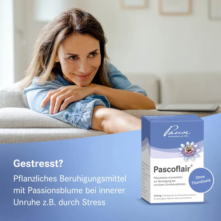 shopapotheke Pascoflair® pflanzliches Beruhigungsmittel mit Passionsblume bei innerer Unruhe z.B. durch Stress Riesige Rabatte
