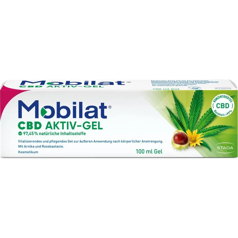shopapotheke Mobilat® CBD Aktiv-Gel: Vitalisierendes und pflegendes Gel zur Entspannung beanspruchter Körperpartien. Mit hochkonzentriertem CBD (>99% Reinheit) Arnika-Extrakt und Rosskastanien-Extrakt. Kosmetikum Sonderangebote
