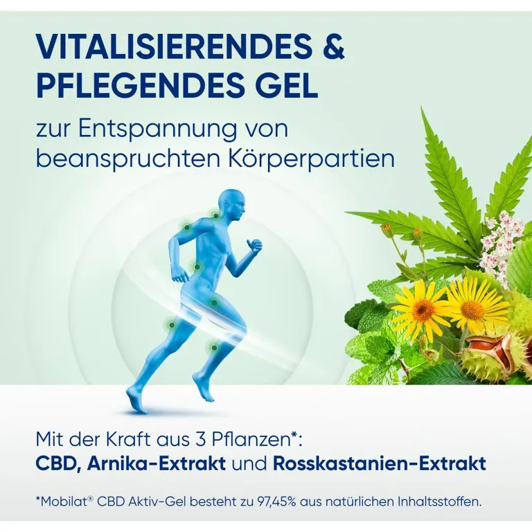shopapotheke Mobilat® CBD Aktiv-Gel: Vitalisierendes und pflegendes Gel zur Entspannung beanspruchter Körperpartien. Mit hochkonzentriertem CBD (>99% Reinheit) Arnika-Extrakt und Rosskastanien-Extrakt. Kosmetikum Sonderangebote