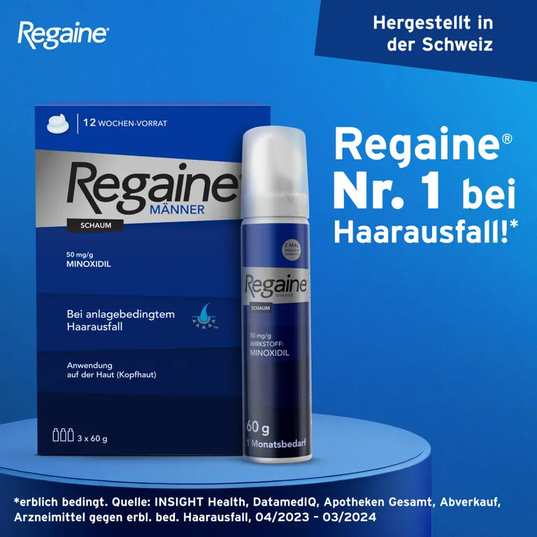 shopapotheke Regaine® Männer Schaum 3 Monats-Vorrat - Jetzt 10% mit dem Code "regaine2025" sparen* Bis zu 55% Rabatt