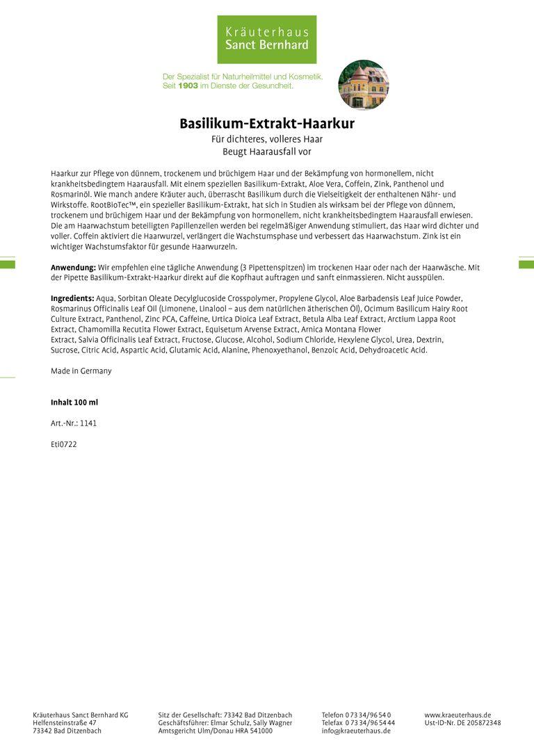 shopapotheke Sanct Bernhard Basilikum-Extrakt-Haarkur Discount Store für neue Produkte