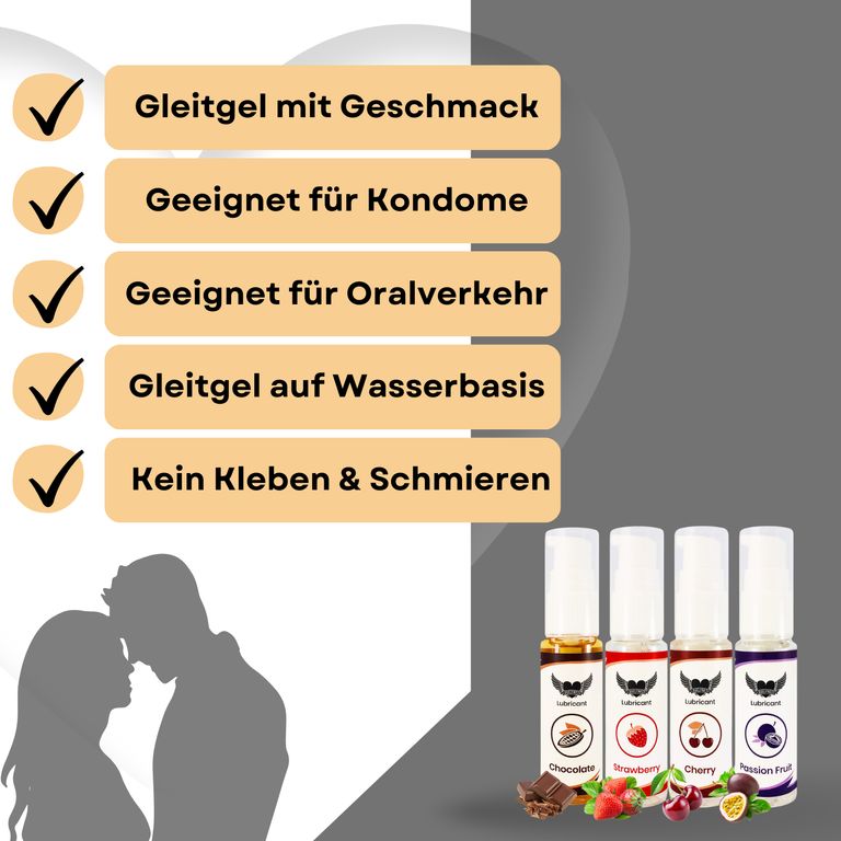 shopapotheke Lovelyness - Gleitgel mit Geschmack Erdbeere Kirsche Schokolade Passionsfrucht im Set 120ml zollfrei