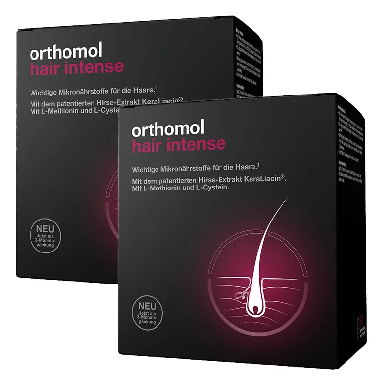 shopapotheke Orthomol Hair Intense - Mikronährstoffe für schönes Haar - mit Biotin Kupfer Zink und dem patentierten KeraLiacin - Kapseln Lagerräumung