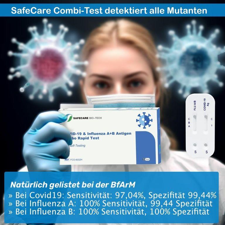 shopapotheke Safecare 3in1 Influenza A+B COVID-19 Antigen Combo Schnelltest + Gratis BLT Desinfektionsmittel Sonderangebot der Fabrik