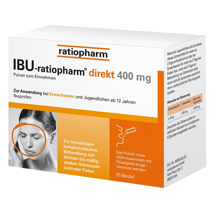 shopapotheke IBU-ratiopharm® direkt 400 mg Pulver zum Einnehmen Lagerräumung