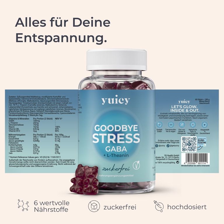 shopapotheke yuicy® Good Bye Stress gummies- für mehr Entspannung Fabrik Onlineshop