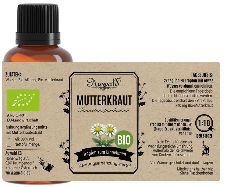 shopapotheke Auwald - Mutterkraut Tinktur (Extrakt Tropfen Auszug) Begrenzte Freigabe