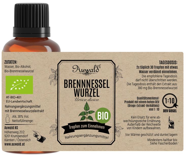 shopapotheke Auwald - Brennnesselwurzel Tinktur (Extrakt Tropfen Auszug) Vierteljährliche Förderung