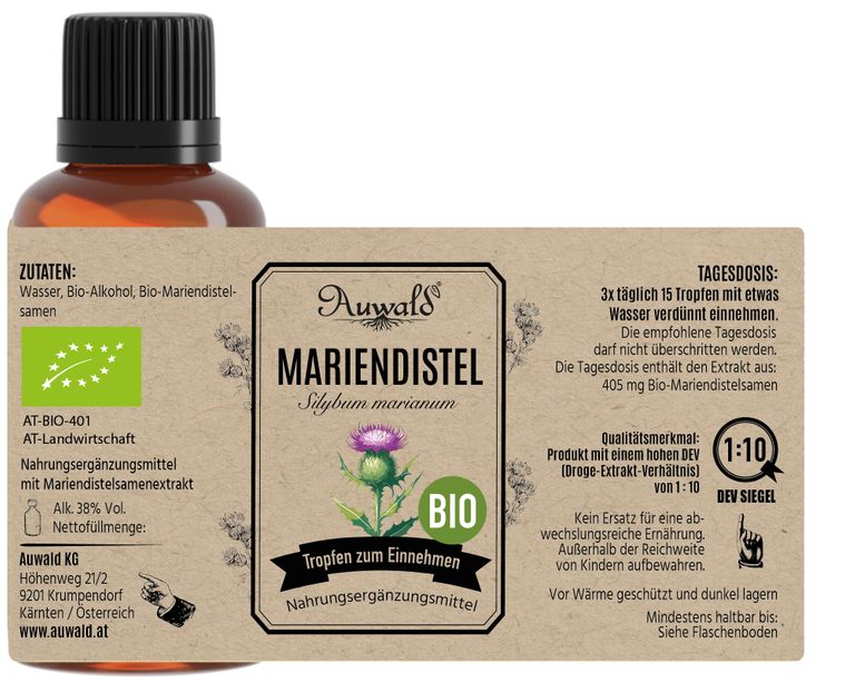 shopapotheke Auwald - Mariendistel Tinktur (Extrakt Tropfen Auszug) 50% Rabatt für begrenzte Zeit