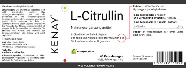 shopapotheke L-Citrullin Aminosäure KENAY® 2025