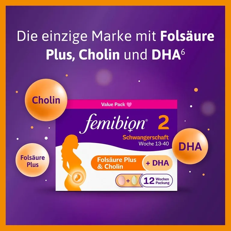 shopapotheke Femibion® 2 Schwangerschaft Nahrungsergänzung SSW 13-40 Folsäure Letzte 3 Tage