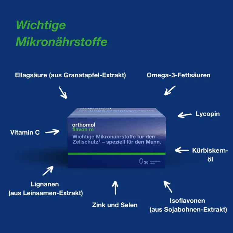 shopapotheke Orthomol Flavon m - Mikronährstoffe für Männer - Zellschutz mit Vitaminen Selen Zink Omega-3-Fettsäure und Folsäure - Kapseln Tiefpreis