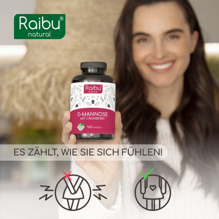shopapotheke D-Mannose Cranberry Kapseln Hochdosiert - RAIBU Super Sparpreis