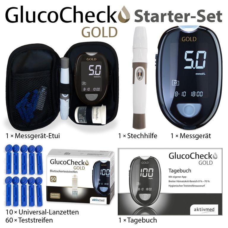 shopapotheke GlucoCheck GOLD Blutzuckermessgerät (mmol/L) + 60 Teststreifen Neuheiten