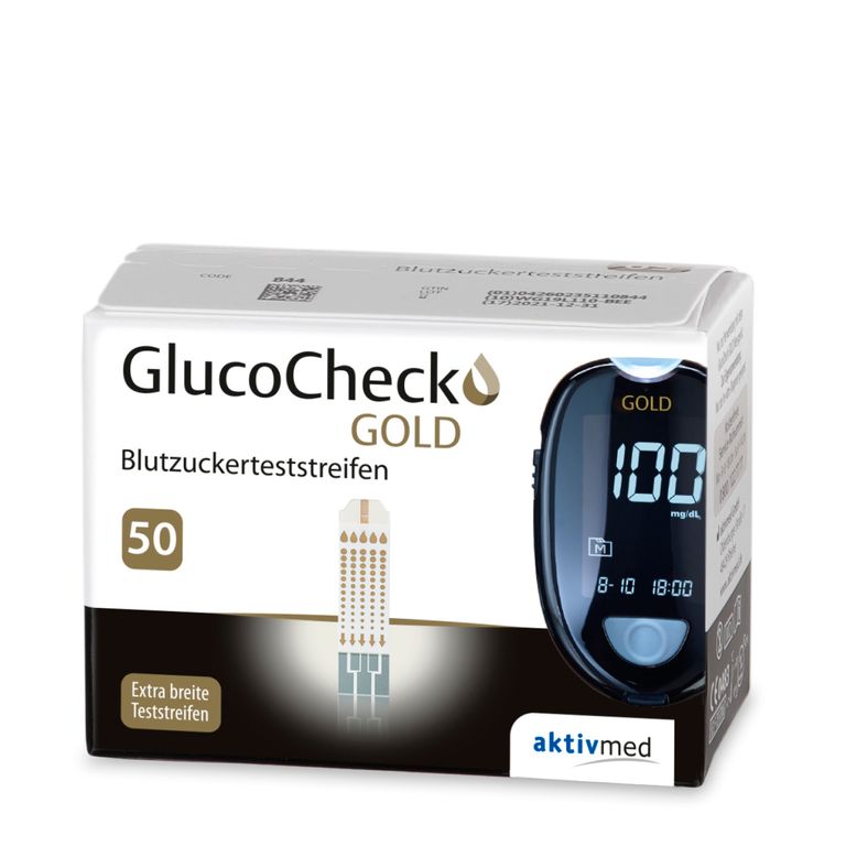 shopapotheke GlucoCheck GOLD Blutzuckermessgerät (mmol/L) + 60 Teststreifen Neuheiten