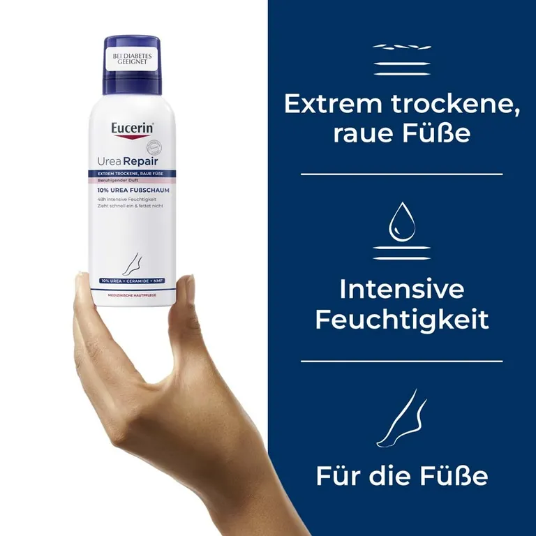 shopapotheke Eucerin® UreaRepair 10% Urea Fußschaum – 48h Fußpflege für trockene Haut mit feuchtigkeitsspendender Urea und beruhigendem Duft - Jetzt 20% sparen mit Code "eucerin20" + Eucerin AtopiControl Hydro-Lotion 20ml Begrenzte Freigabe