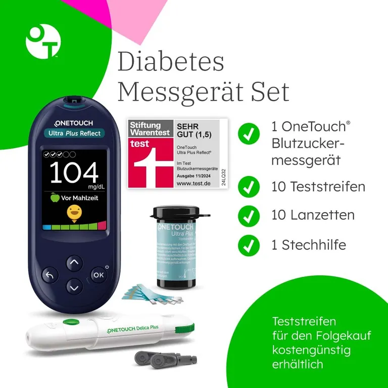 shopapotheke OneTouch Ultra Plus Reflect® Blutzucker-Messgerät Set mg/dl Bis zu 55% Rabatt