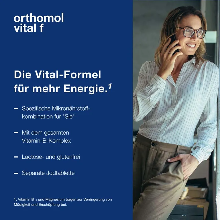 shopapotheke Orthomol Vital f für Frauen - bei Müdigkeit - mit B-Vitaminen Omega-3 und Magnesium - Granulat/Tabletten/Kapseln - Orangen-Geschmack Räumungsverkauf