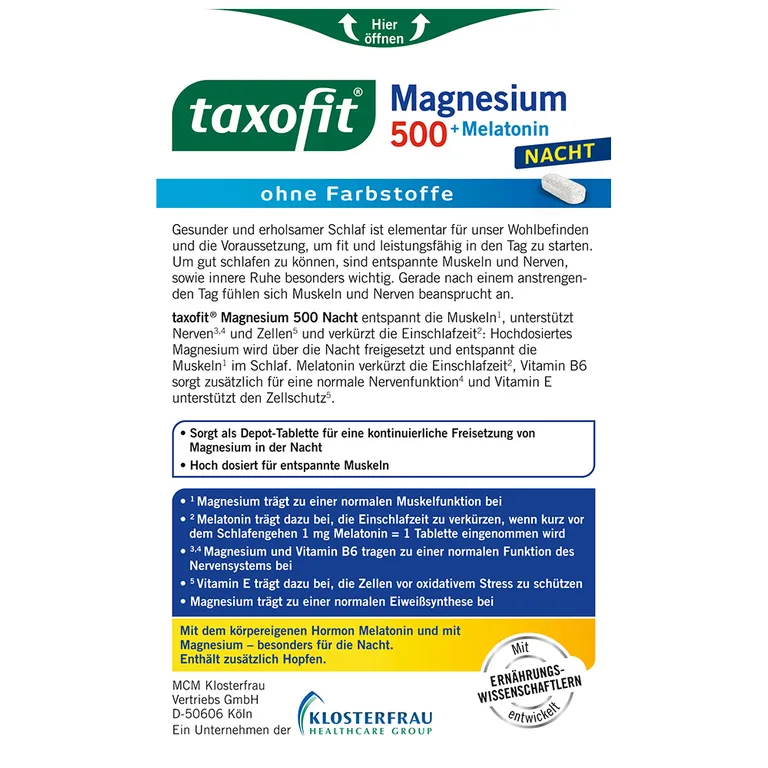 shopapotheke taxofit® Magnesium 500 Nacht + Melatonin Tägliche Deals