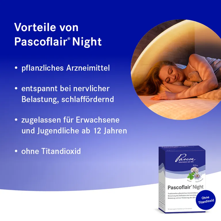 shopapotheke Pascoflair® Night 3-fache Pflanzenkraft aus Baldrian Melisse und Passionsblume für einen erholsamen Schlaf Zeitbegrenzte Promotion